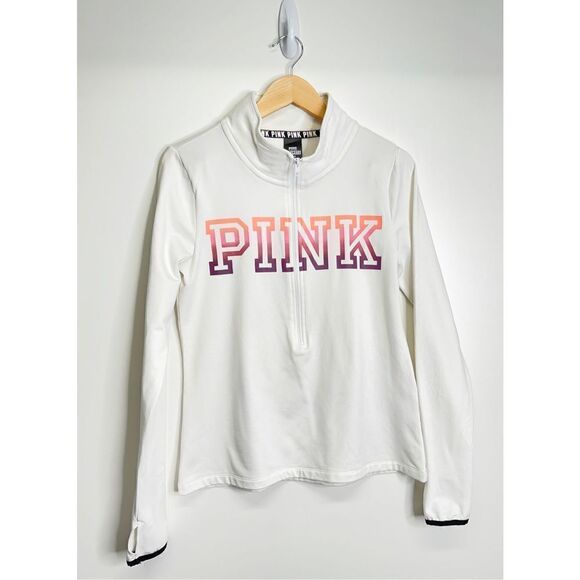 PINK Sweater Ultimate Quarter Zip Up Womens Athletic Jacket Size Large - Picture 1 of 5